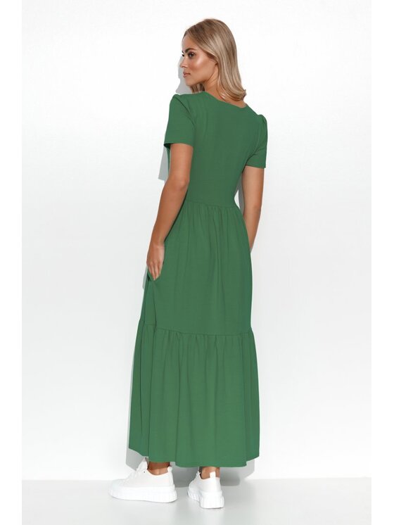 Makadamia Makadamia Sukienka codzienna M549 Khaki Comfortable Fit