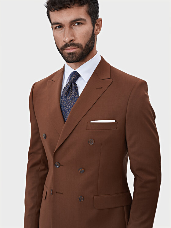Evenemen Evenemen Garnitur Rector Brązowy Slim Fit