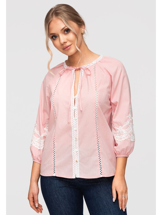 Ombre Ombre Koszula OW-SH-E0042 Różowy Loose Fit