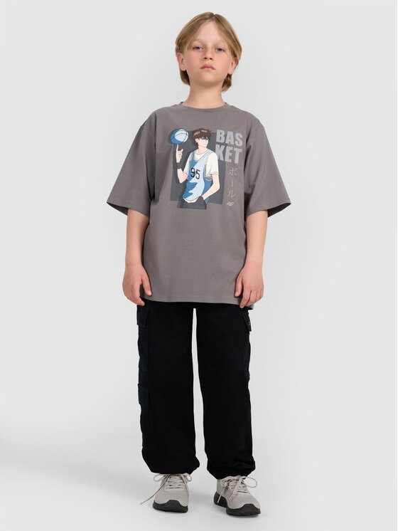 4F 4F T-Shirt 4FJRAW25TTSHM3062-24S Szary Oversize