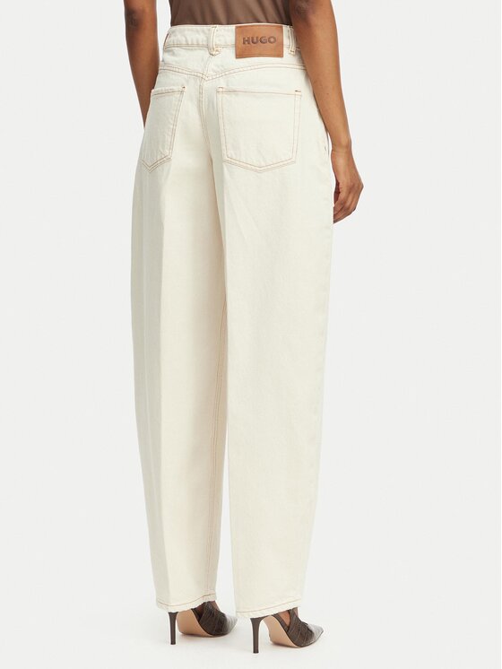 HUGO HUGO Džinsi Gimine_5 50561201 Écru Barrel Fit