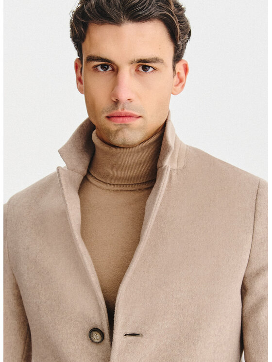 Pako Lorente Pako Lorente Płaszcz wełniany P25WF-7X-020 Beżowy Classic Fit