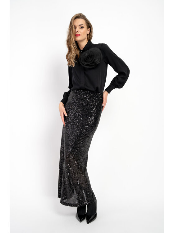 CLICK CLICK Maxi sukňa 70-822 Čierna Anatomic Fit