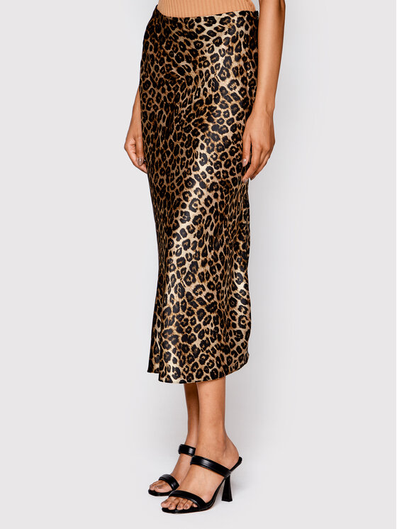 The Kooples The Kooples Midi szoknya Leopard FJUP25027K Barna Regular Fit