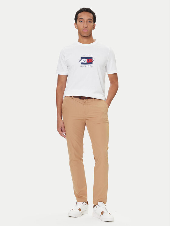 Tommy Hilfiger Tommy Hilfiger Póló Linear Flag MW0MW41338 Fehér Regular Fit