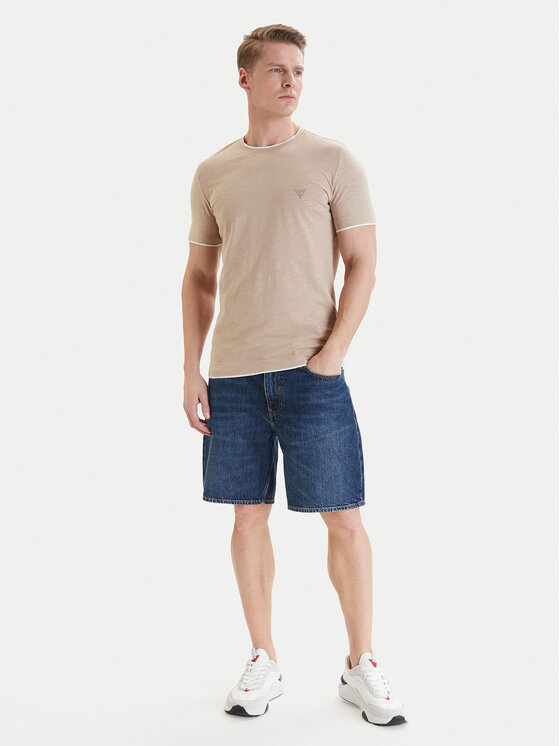 Guess Guess Tričko F6GI06 K6XN4 Béžová Slim Fit