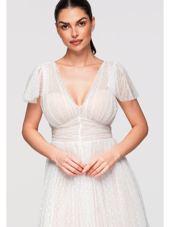 Ombre Ombre Sukienka wieczorowa LA-OM-DLR329 Biały A-Line Fit