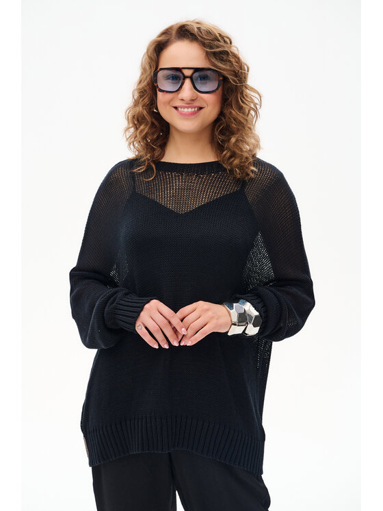 blue shadow blue shadow Sweter Fidżi Czarny Regular Fit