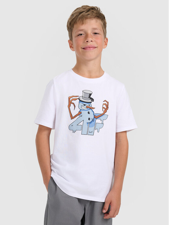 4F 4F T-Shirt CHRISTMAS DROP Biały Regular Fit