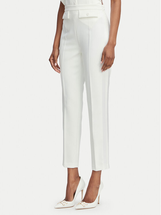 Elisabetta Franchi Pantaloni din material PA-185-62E2-V270 Crem Slim Fit