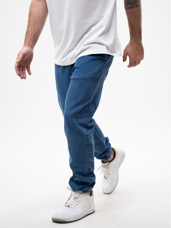 Metoda Sport Metoda Sport Joggery Spodnie Jeansowe Jogger Męskie Niebiekie Metoda Promo Mini M Logo Haft L Niebieski Regular Fit