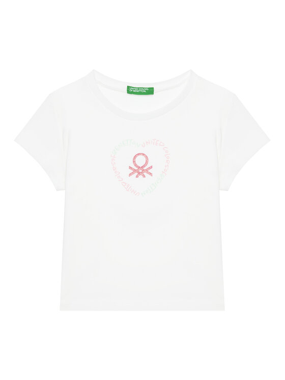 United Colors Of Benetton T-Shirt 3I1XG10HU Biały Regular Fit