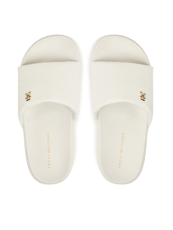 Tommy Hilfiger Tommy Hilfiger Şlapi Platform Monogram Poolslide FW0FW08526 Alb