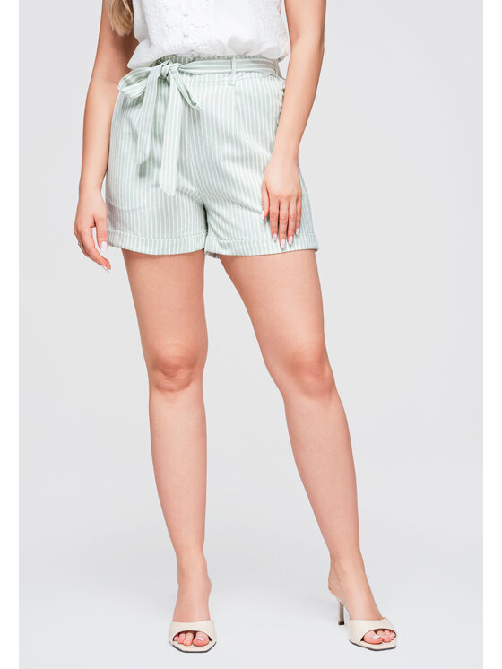 Ombre Ombre Szorty materiałowe OW-ST-E0005 Zielony Relaxed Fit