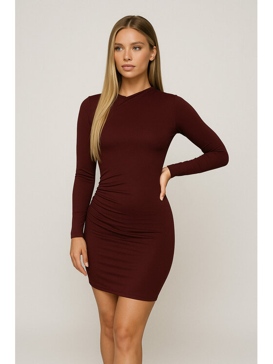 Nudyess Nudyess Sukienka dzianinowa Sharon mini Bordowy Fitted Fit