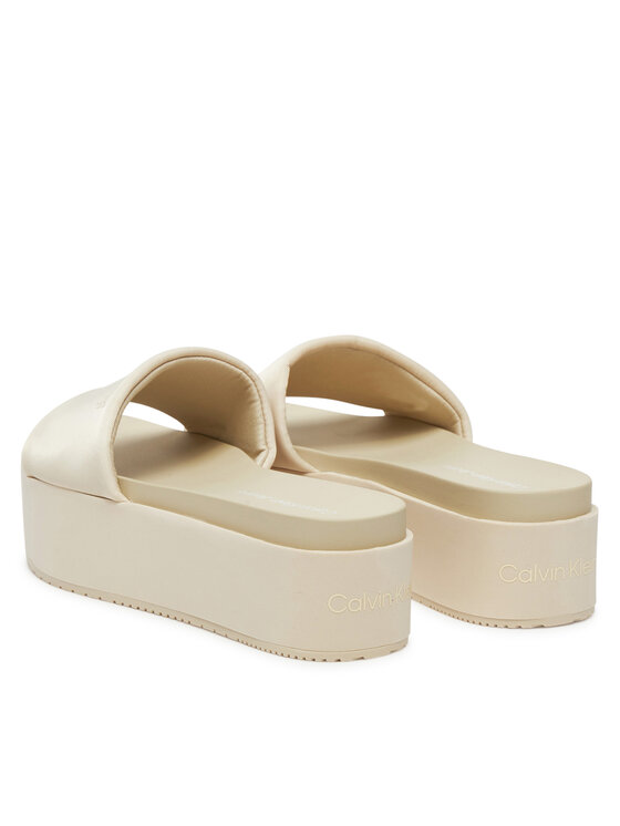 Calvin Klein Jeans Calvin Klein Jeans Šlepetės Flatform Sandal Slide In Nylon YW0YW01791 Écru