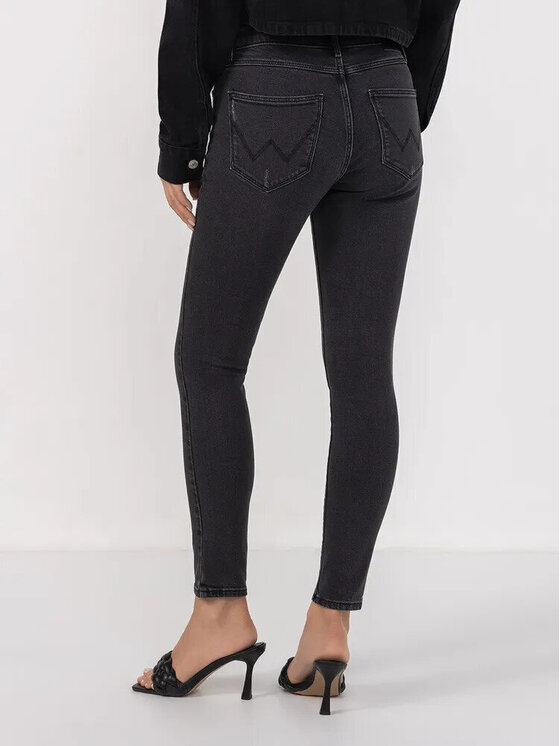 Wrangler Wrangler Spodnie materiałowe HIGH SKINNY Czarny Skinny Fit