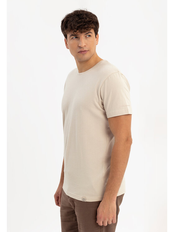 Volcano Volcano T-Shirt TM-DARK Beżowy Regular Fit