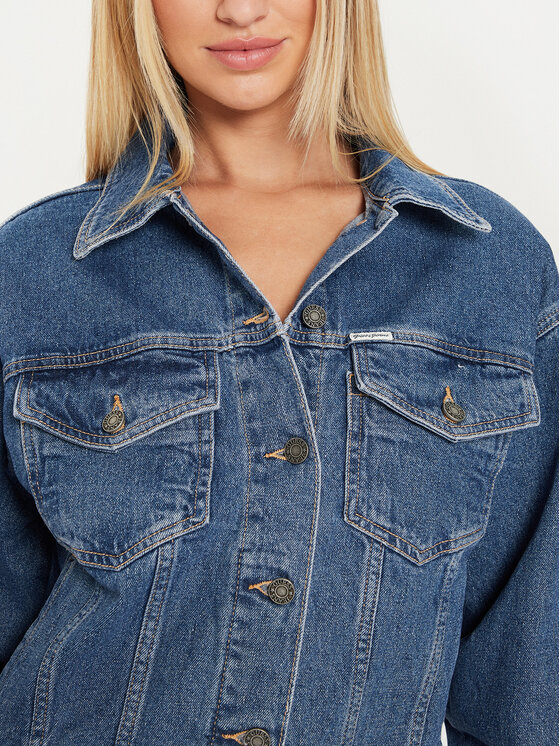 Guess Jeans Guess Jeans Traper jakna W4YN56 D5CC3 Tamnoplava Oversize