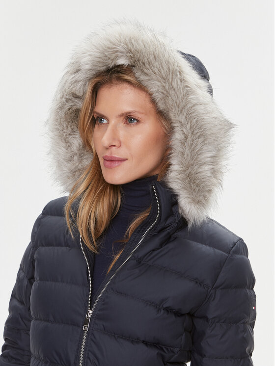 Tommy Hilfiger Tommy Hilfiger Пухено яке Tyra WW0WW39747 Тъмносин Regular Fit