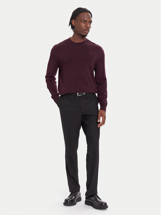Calvin Klein Calvin Klein Sweter LV04LB305G Bordowy Regular Fit