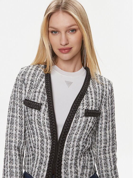 Guess Guess Švarkas Tosca Braid Boucle J W4RN38 WFWV2 Juoda Regular Fit