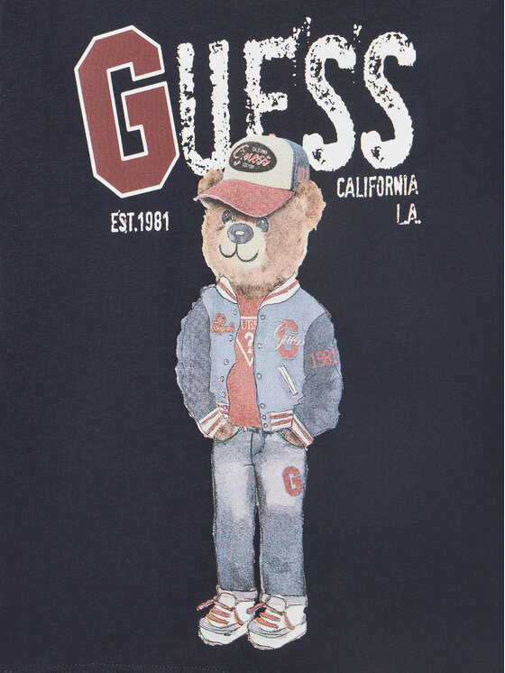 Guess Guess Bluzka N5YI23 K8HM4 Granatowy Regular Fit