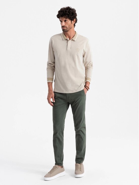 Ombre Ombre Longsleeve OM-POLS-0129 Beżowy Regular Fit
