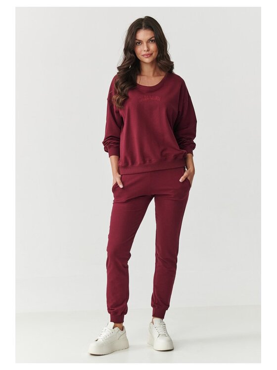 Makadamia Makadamia Dres M891 Bordowy Loose Fit