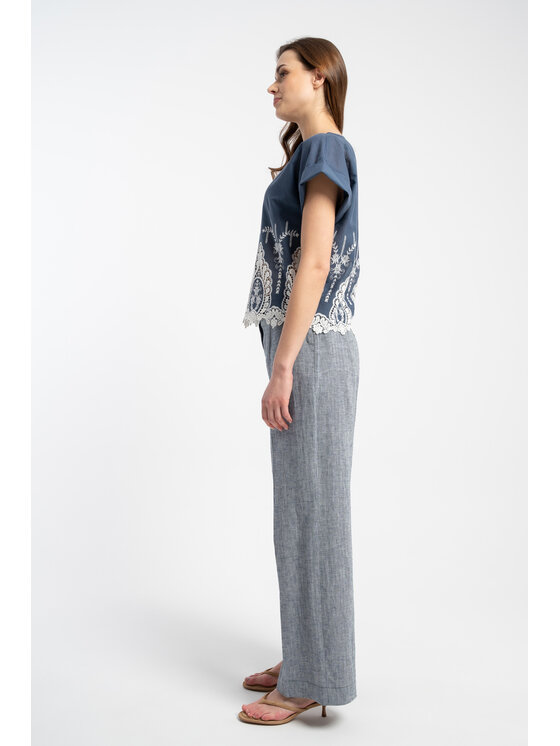CLICK CLICK Bluzka 10-6882 Granatowy Loose Fit