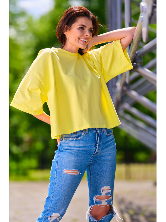 Infinite You Infinite You Bluzka M265 Żółty Basic Fit