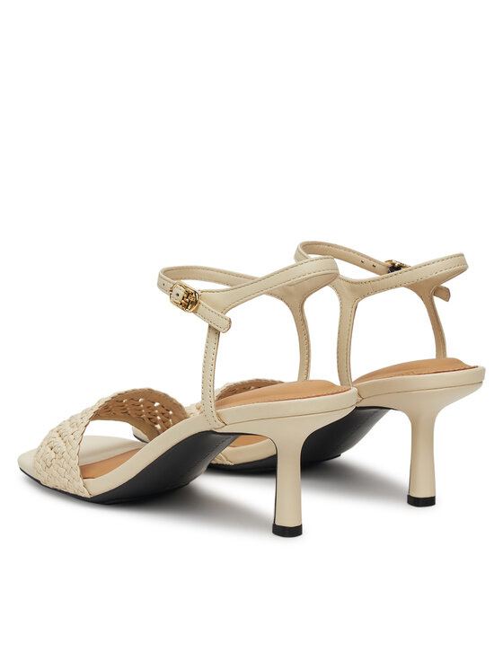 Tommy Hilfiger Tommy Hilfiger Sandali Crochet Lthr Kitten Sandal FW0FW08587 Bež