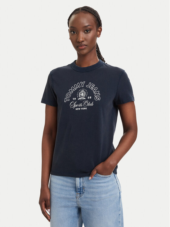 Tommy Jeans Tricou Heritage Logo DW0DW22816 Bleumarin Regular Fit