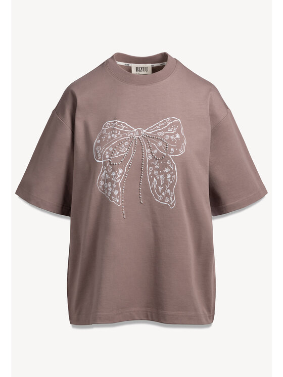 BIZUU BIZUU T-Shirt BOWELLE OVERSIZED Hnědá Standard Fit