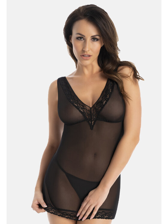 Teyli Teyli Koszula nocna 140 Czarny Slim Fit