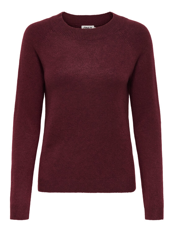 ONLY ONLY Pulover Rica 15204279 Bordo rdeča Regular Fit