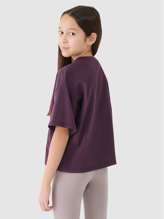 4F 4F T-Shirt 4FJRSS25TTSHF2587-50S Fioletowy Cropped Fit