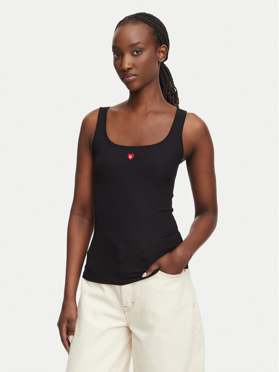 HUGO HUGO топ Heart 50566824 Черен Regular Fit