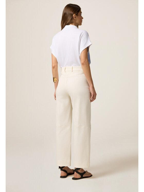 Oltre Oltre Pantaloni di tessuto P737R008828N021 Crema Baggy Fit