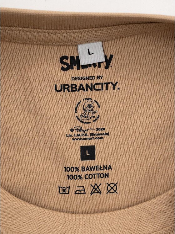 Smerfy Smerfy T-Shirt Szeroka luźna Klakier pixel 131798 Beżowy Oversize