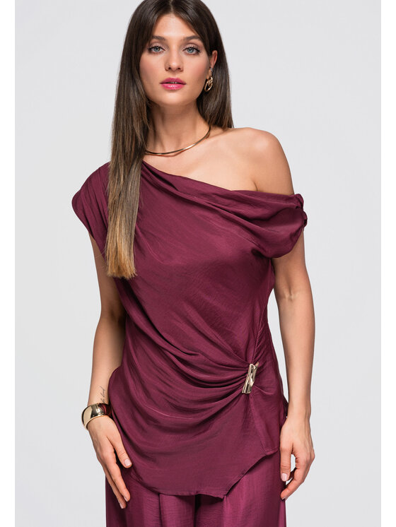 Ombre Ombre Bluzka OW-TS-E0053 Fioletowy Loose Fit