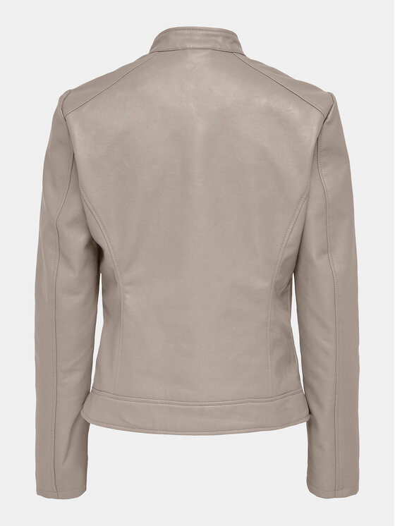 JDY JDY Bunda z imitácie kože Emily 15241382 Béžová Slim Fit