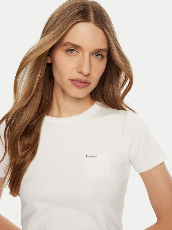 Guess Jeans Guess Jeans T-Shirt W5RI52 J1314 Biały Regular Fit
