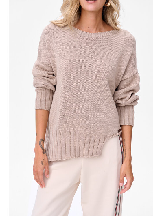 blue shadow blue shadow Sweter Bocq Beżowy Regular Fit