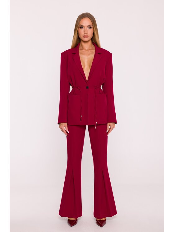 Made of Emotion Made of Emotion Marynarka M873 Bordowy Modern Slim Fit