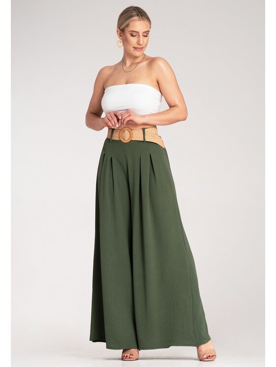 FIGL FIGL Pantaloni di tessuto M1160 Verde Loose Fit