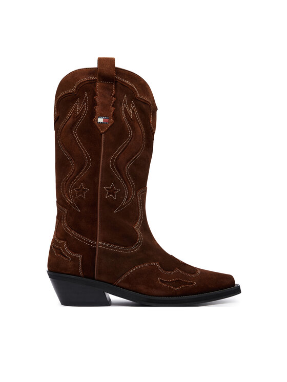 Tommy Jeans Cizme și botine cowboy Archive EN0EN03095 Maro
