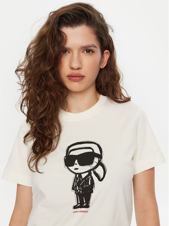 KARL LAGERFELD KARL LAGERFELD Tričko A1W17126 Écru Regular Fit