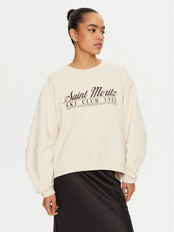 ViCOLO Mikina RS0057 Écru Relaxed Fit