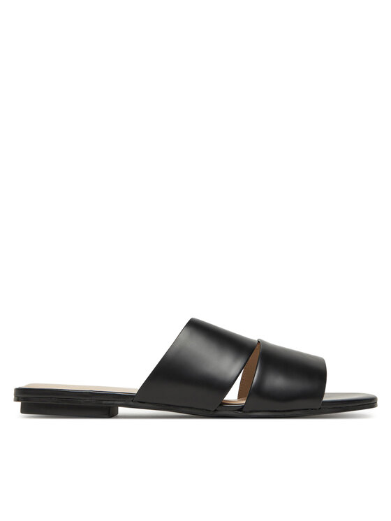 Şlapi Calvin Klein Flat Slide - Lth 2 Straps HW0HW02365 Negru